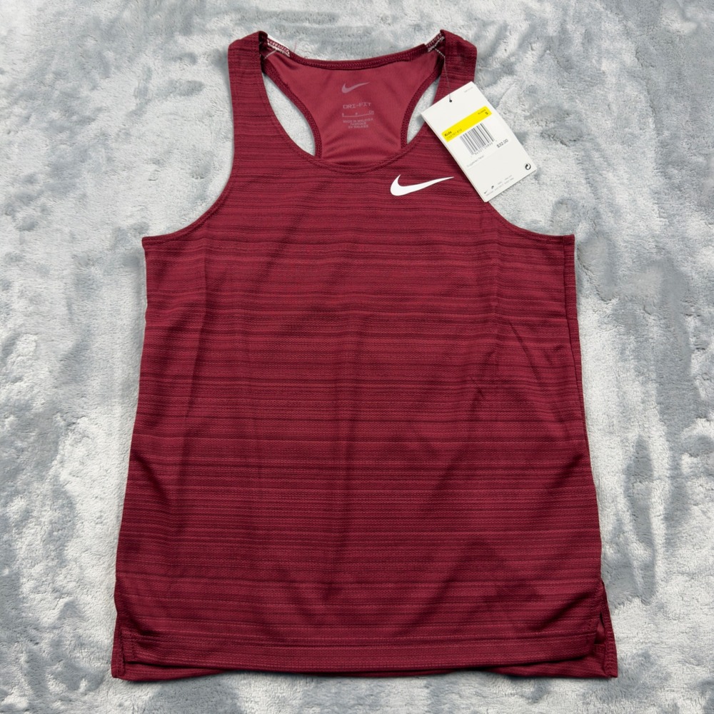 Nike Kids Dri-FIT Running Tank Top Maroon Red Size Small S NWT